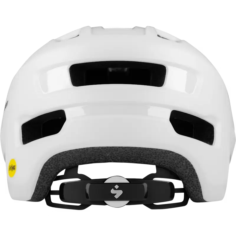 Barnehjelm med mips fra sweet protection i hvit bakfra